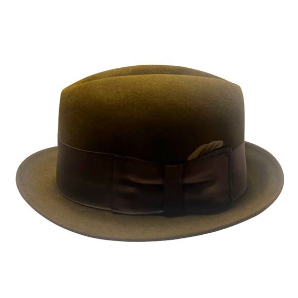 Vintage Resistol  Self Conforming Brown Felted Wool Fedora Men's Hat size 7 - Picture 1 of 8